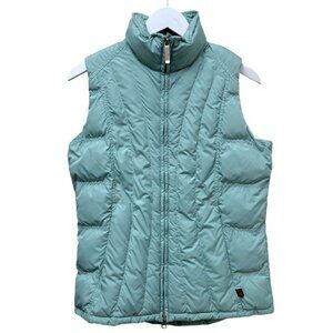 WOOLRICH Womens Puffer Vest Size Small Seafoam Green Jacket Zip Front Ski Snow